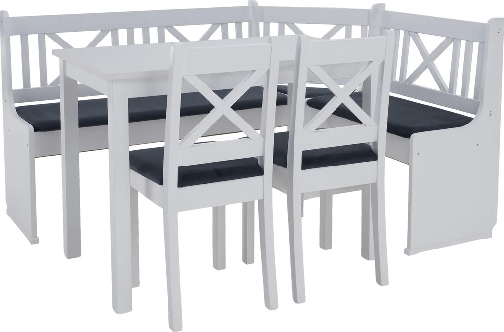 Sarokpad, fa, fehér/sötétszürke, ELODIE X1
