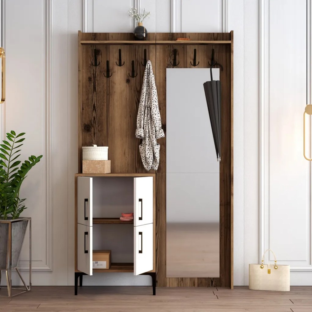 Berlin előszobafal, dió-fehér, 120 cm – TR845HCT4208