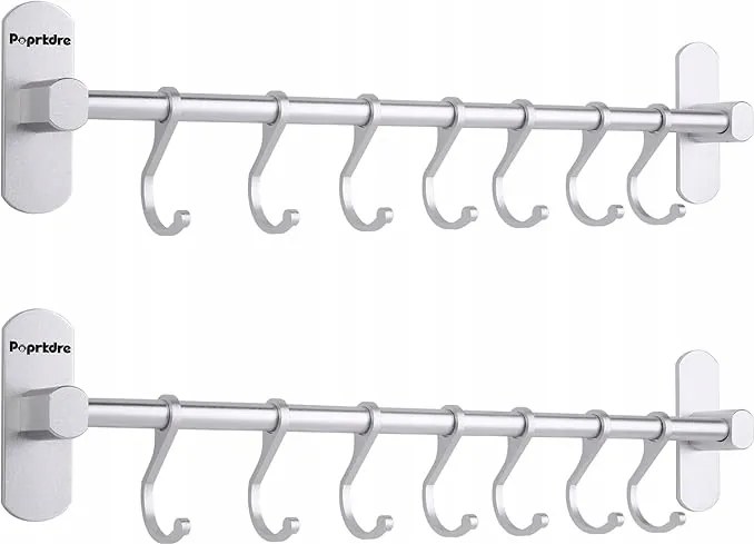 2 db-os konyhai léc szett 40 cm – Ezüst matt (Fúrás nélküli szerelés)