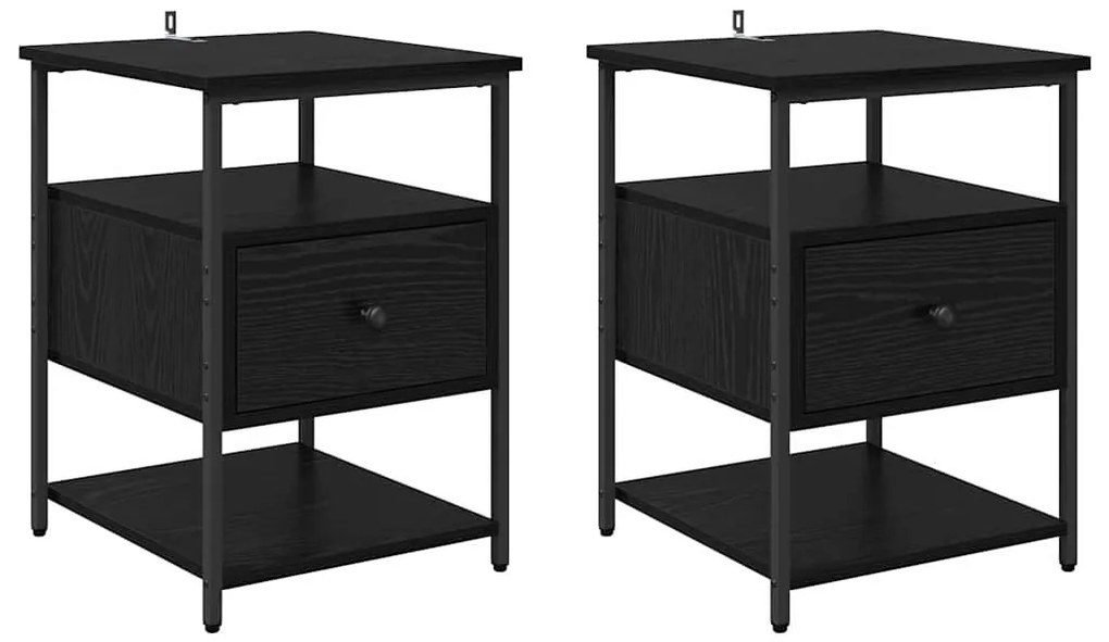 Éjjeliszekrény 2 pcs Musta tammi 40 x 42 x 56 cm Faanyag