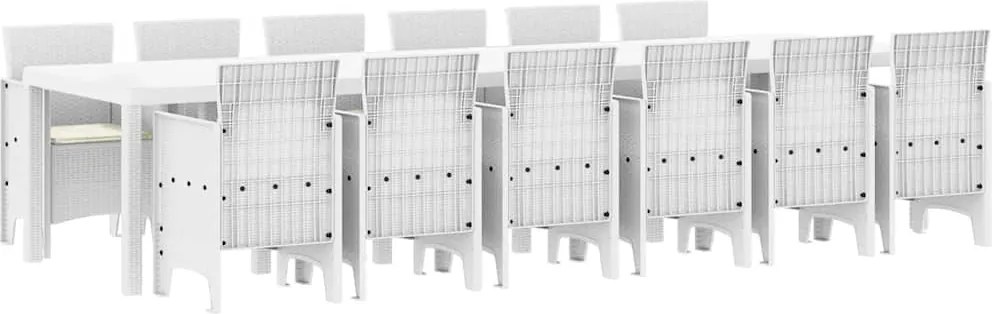 vidaXL Kert étkező szett 13 pcs Fehér Polt rattan