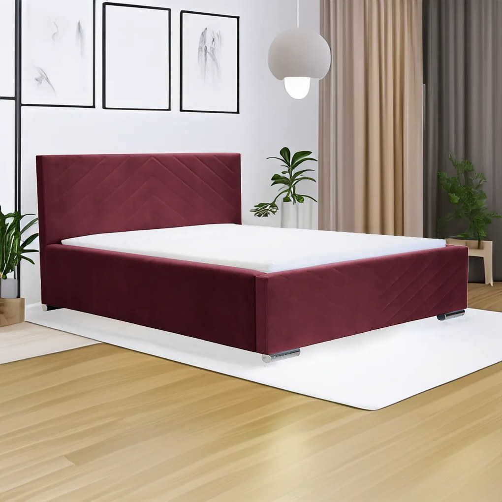 Kárpitozott ágy tárolóval és COOL matraccal 120x200 cm Piros