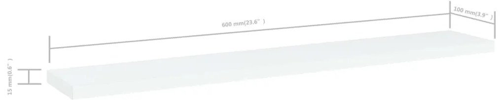 4 db fehér szerelt fa könyvespolc 60 x 10 x 1,5 cm