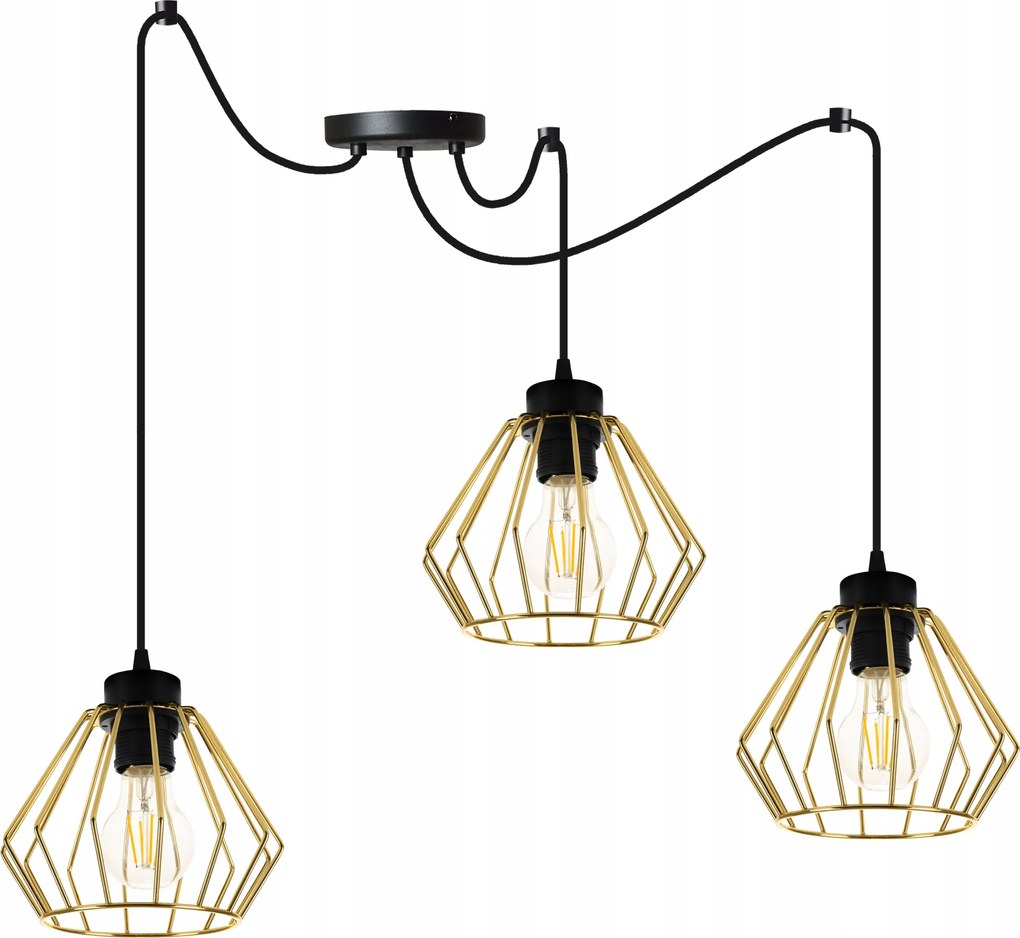 Függőlámpa Hármas Mennyezeti Csillár Pók Arany Plafon Drót