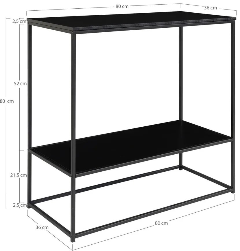 Fekete konzolasztal fekete asztallappal 80x36 cm Vita – House Nordic