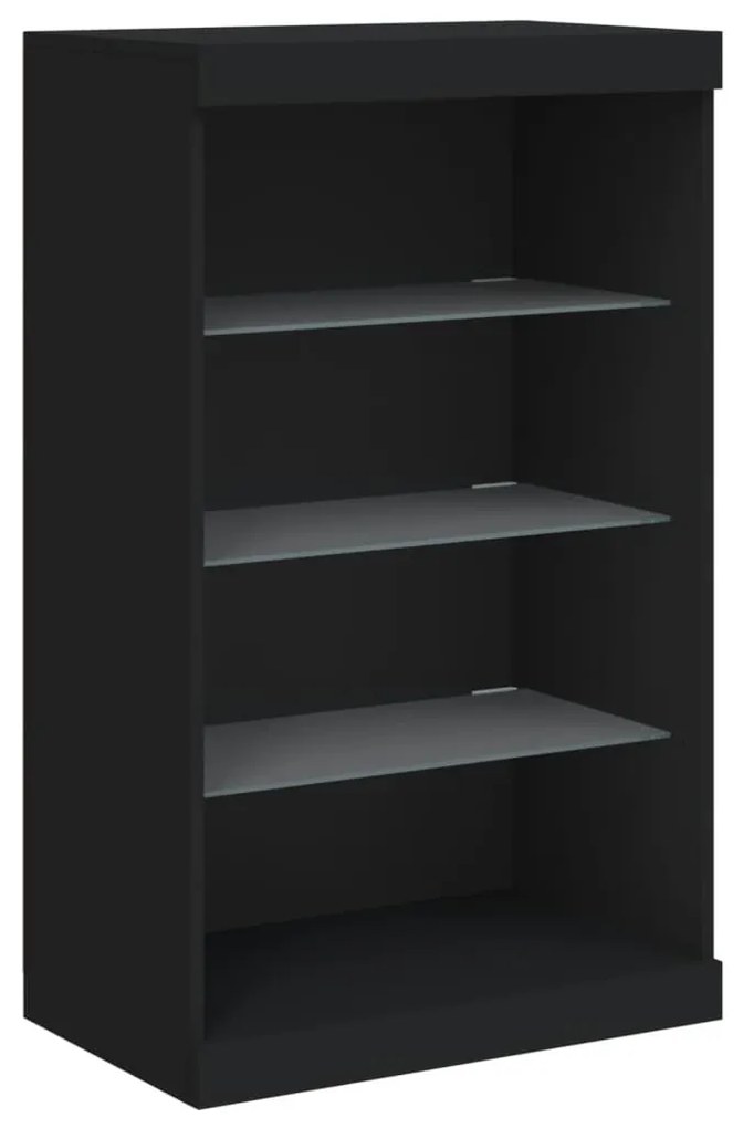 fekete tálalószekrény LED-világítással 60,5 x 37 x 100 cm