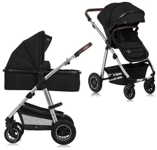 Lionelo - AMBER 2 az 1-ben kombinált babakocsi, fekete/ezüst