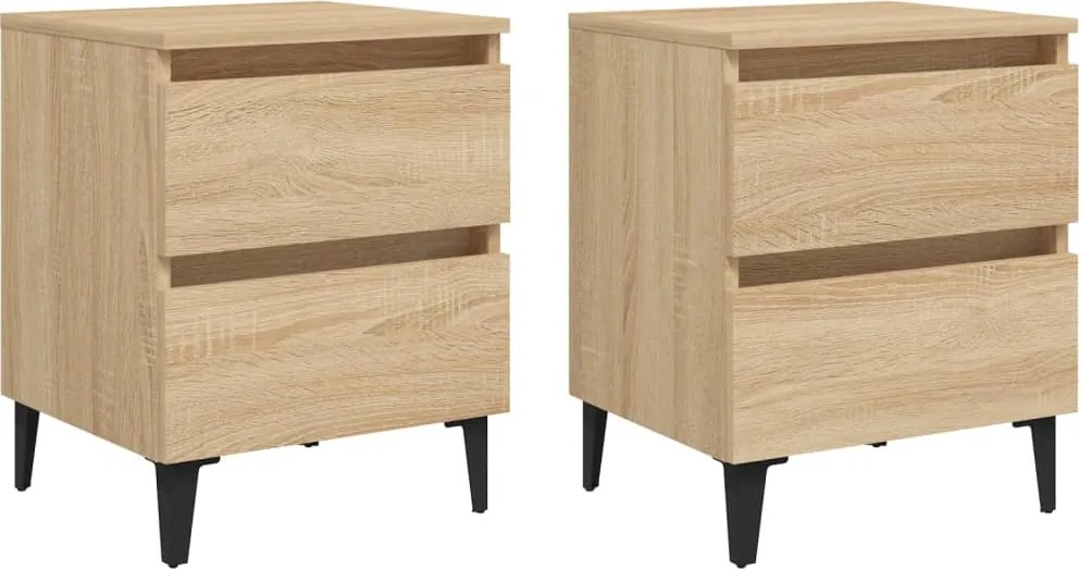 vidaXL 2 db sonoma tölgy színű szerelt fa éjjeliszekrény 40x35x50 cm