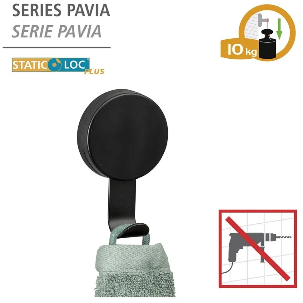 Pavia 2 db fekete törölközőtartó akasztó - Wenko