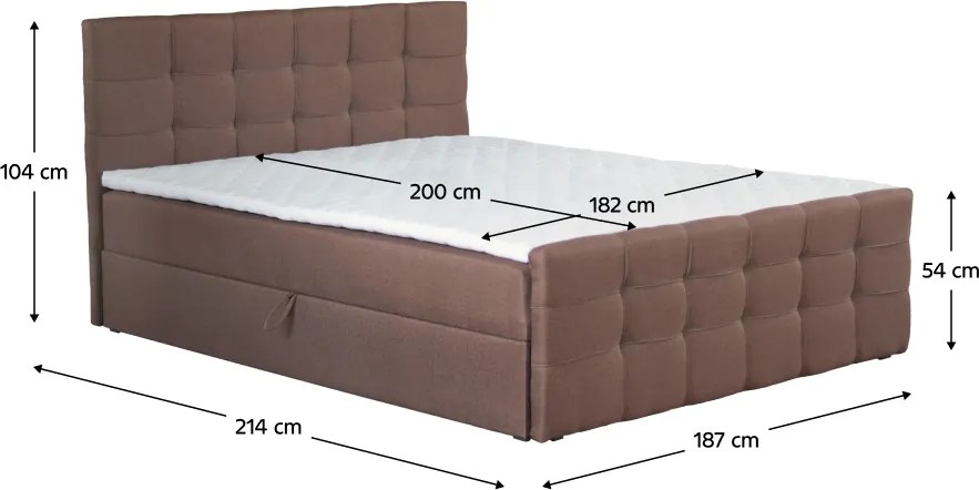 Boxspring ágy, 180x200, barna, BEST