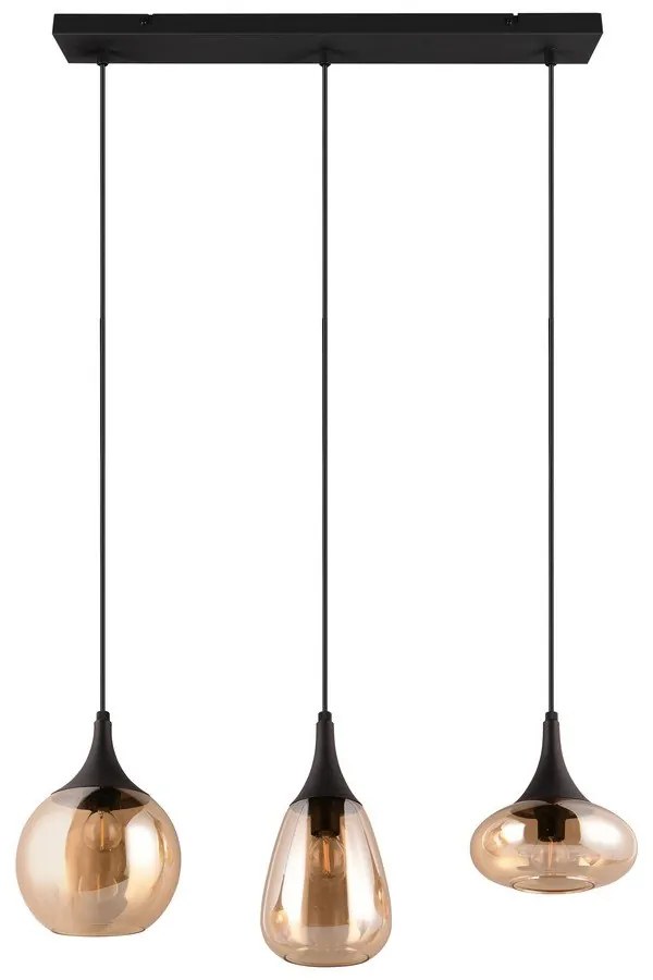 Fekete-narancssárga függőlámpa üveg búrával Lumina – Trio