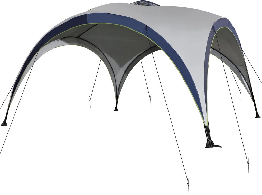 Outsunny Kerti Sátor Kert Színpad Party Sátor Napvédelem Időjárásálló Fém Oszlop + Poliészter Krémfehér + Kék 4 x 4 x 2,5 m | Aosom