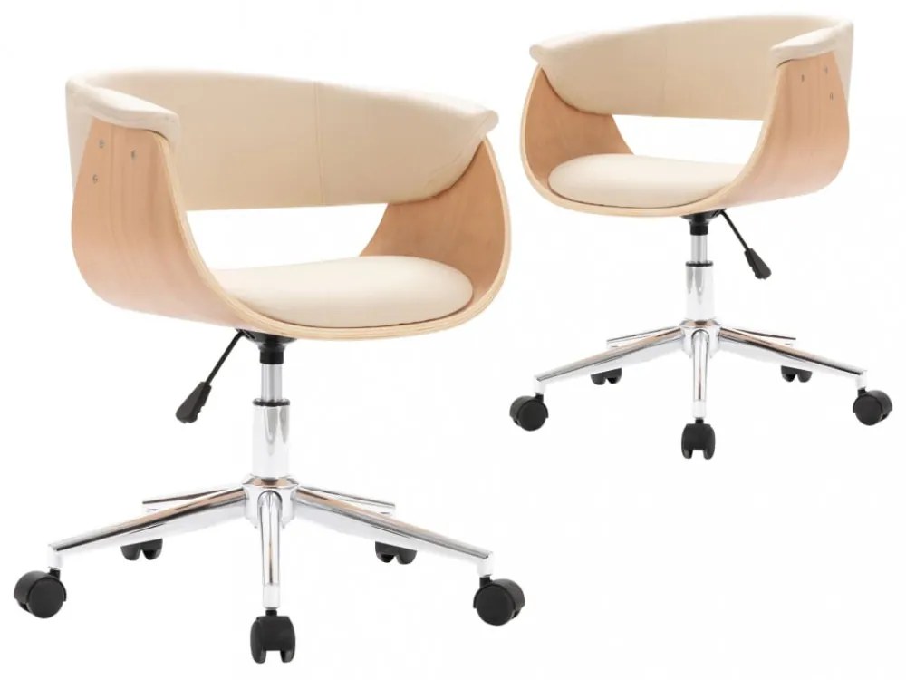 2 db krémszínű műbőr forgó étkezőszék