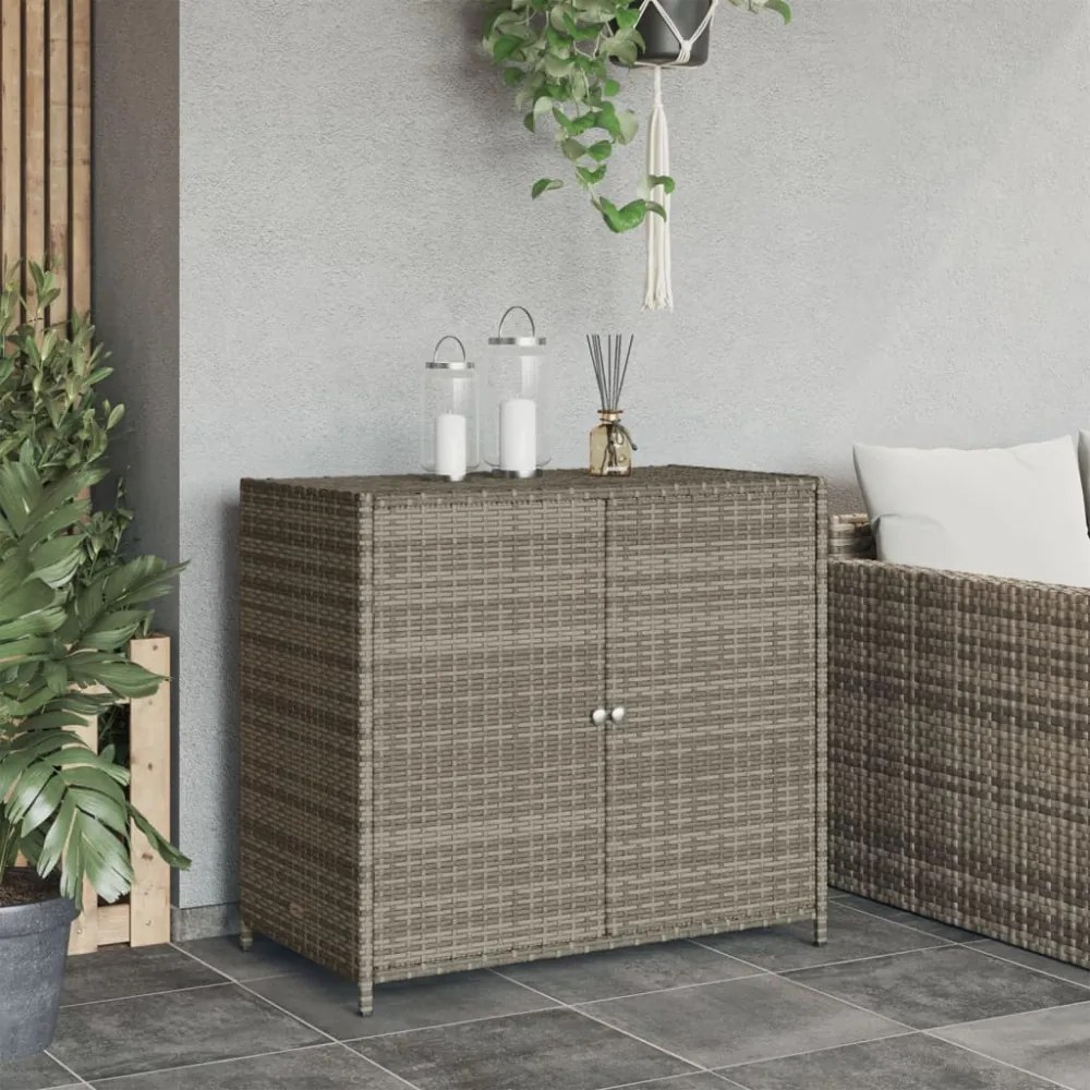 szürke polyrattan kerti tárolószekrény 83x45x76 cm