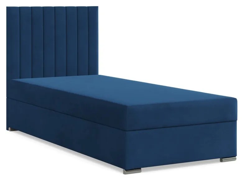 Agen egyszemélyes ágy, bársony, ágyneműtartóval, kék