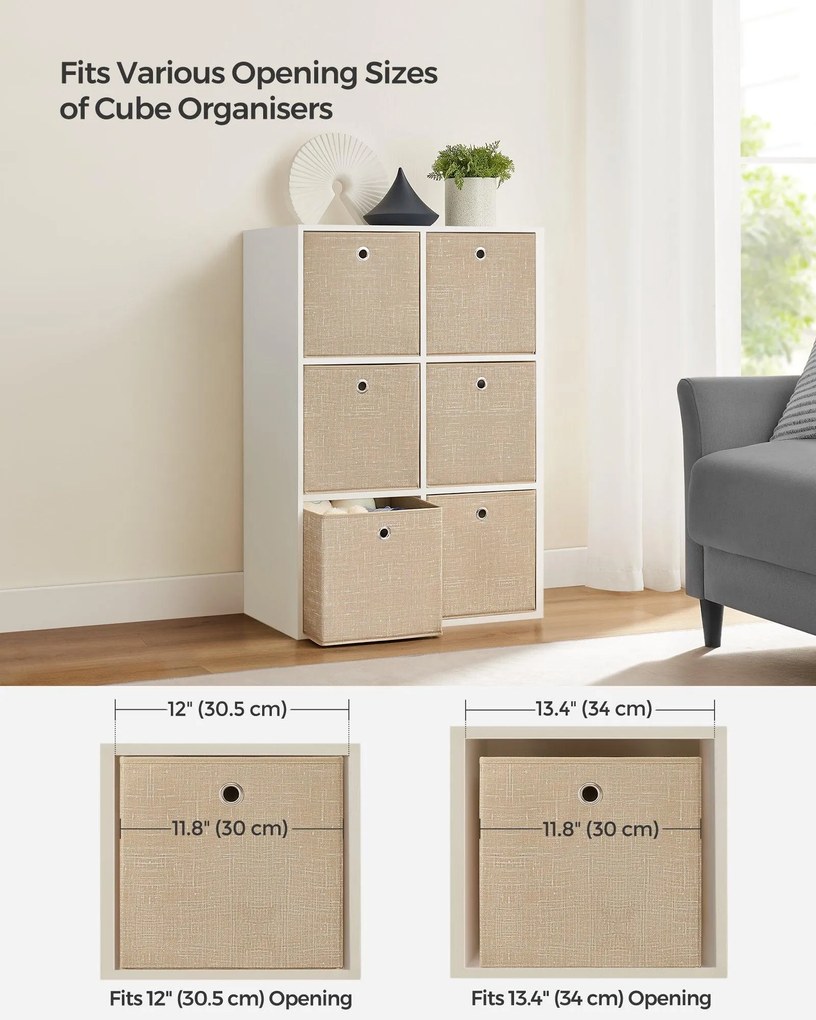 Hordozható tárolódobozok, 6 darabos szett, hajtogatható, homokbézs színben