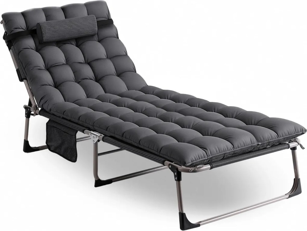 Napozóágy, kárpitozott kerti pihenőágy szürke színben. VENUS