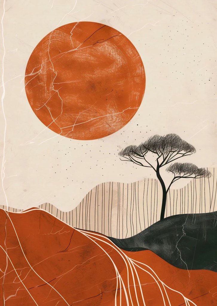 Poszter 64x90cm Afrikai naplemente