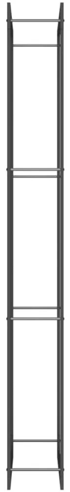 matt fekete acél tűzifatartó 80x28x222 cm