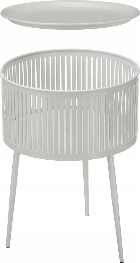 Dohányzóasztal Kerek Tárolórekesszel, Ø 40 CM, Szürke, Ajándék Dekoráció