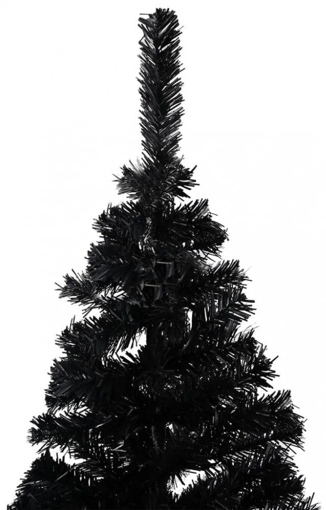 fekete PVC műkarácsonyfa állvánnyal 150 cm