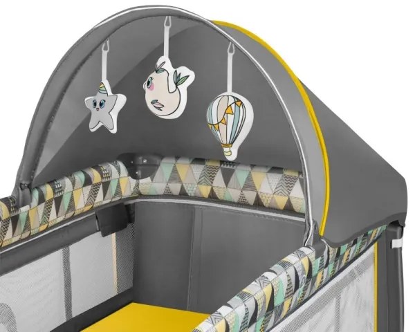 Lionelo - Utazó kiságy SVEN PLUS szürke/sárga