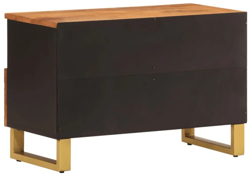 fekete-barna tömör mangófa TV-szekrény 70 x 33,5 x 46 cm