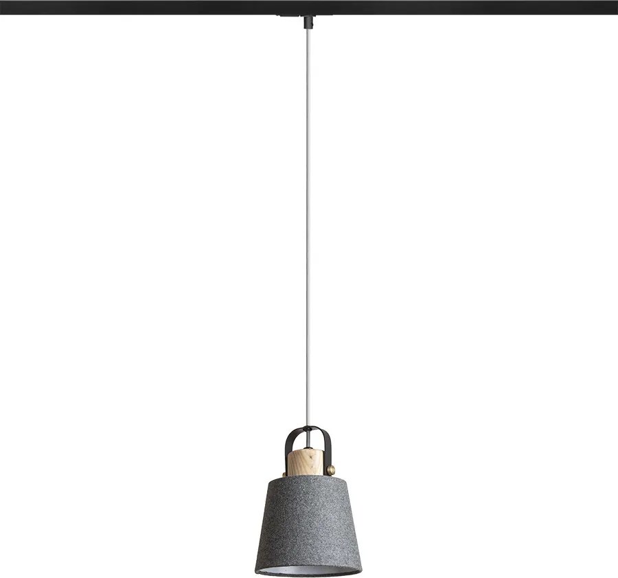 RENDL CHOUPETTE egyáramkörös sínre feketésszürke textil/fa 230V LED E27 11W