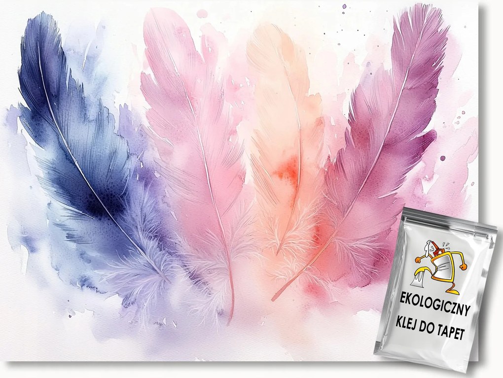 Fotótapéta Flizelina Dekoráció Boho Színes Tollak Pehely 150x105 ragasztó