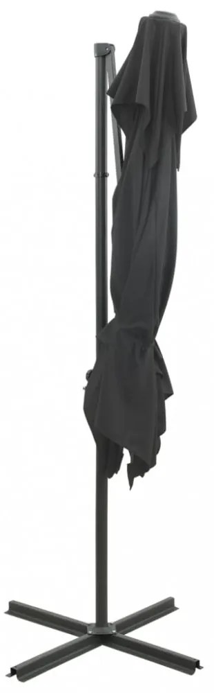 antracitszürke dupla tetejű konzolos napernyő 250 x 250 cm