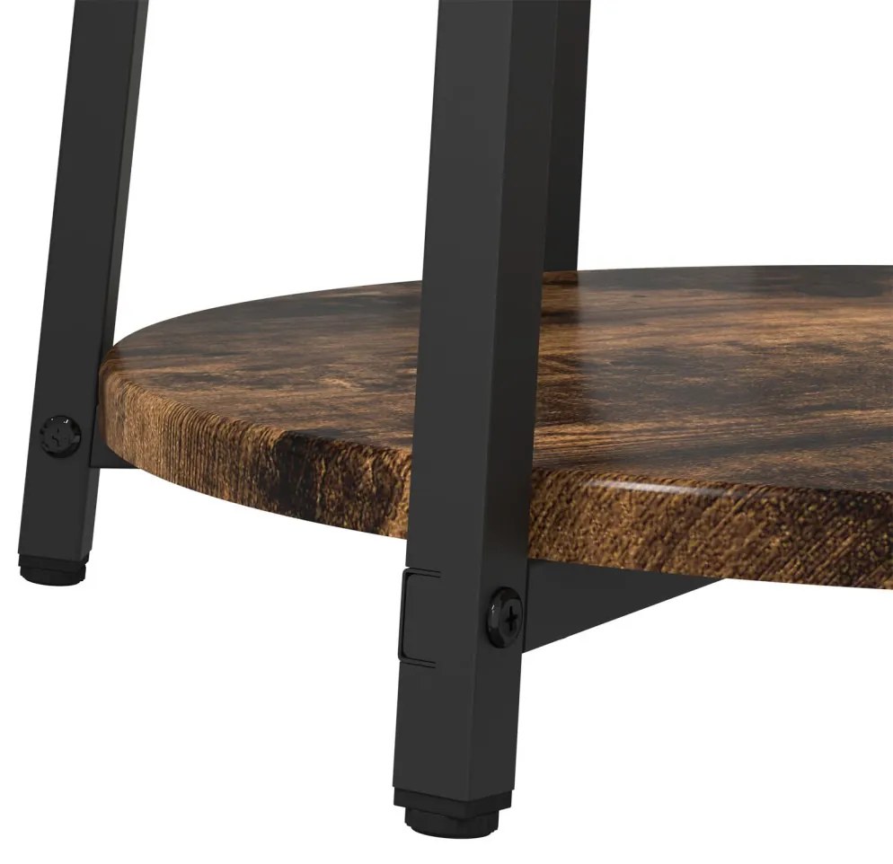 Kisasztal készlet polcokkal 2 pcs Füstölt Tölgy és Fekete