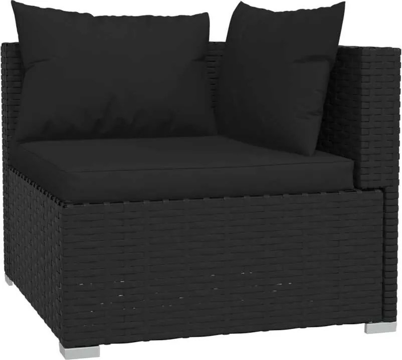 4 részes fekete polyrattan kerti ülőgarnitúra párnákkal