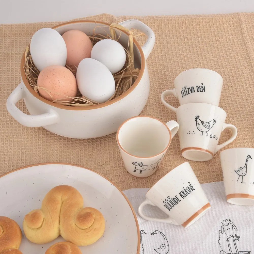 Krémszínű kerámia tálka szett 4 db-os 850 ml Statek – Orion