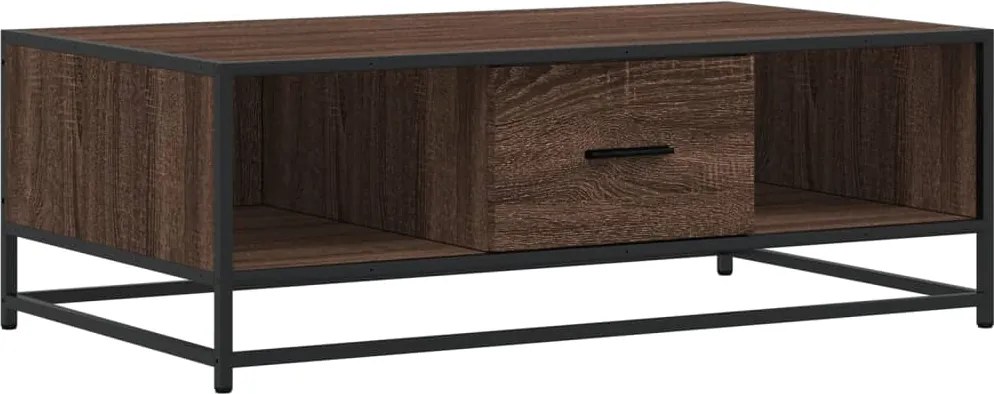 vidaXL barna tölgy színű szerelt fa és fém dohányzóasztal 100x57x35 cm
