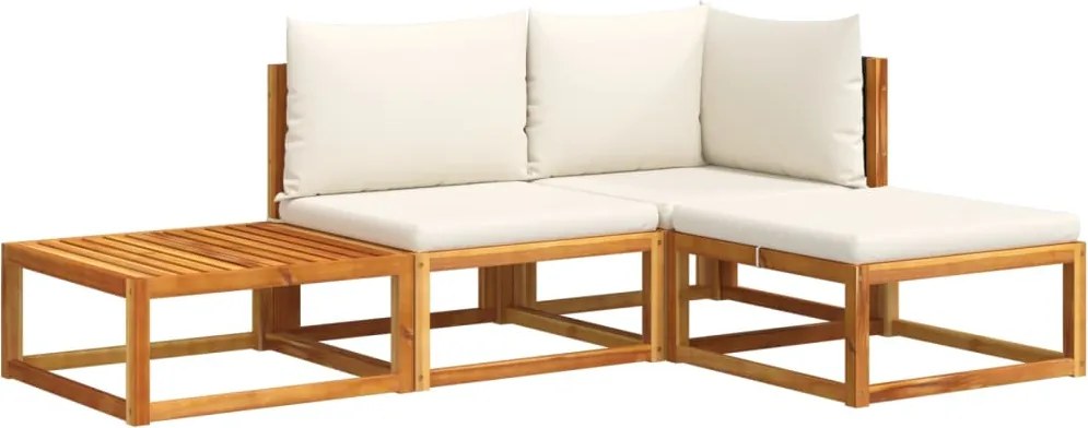 vidaXL 4 részes kerti kanapégarnitúra párnákkal, akácfa és rattan