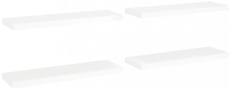 4 db fehér MDF lebegő fali polc 80 x 23,5 x 3,8 cm