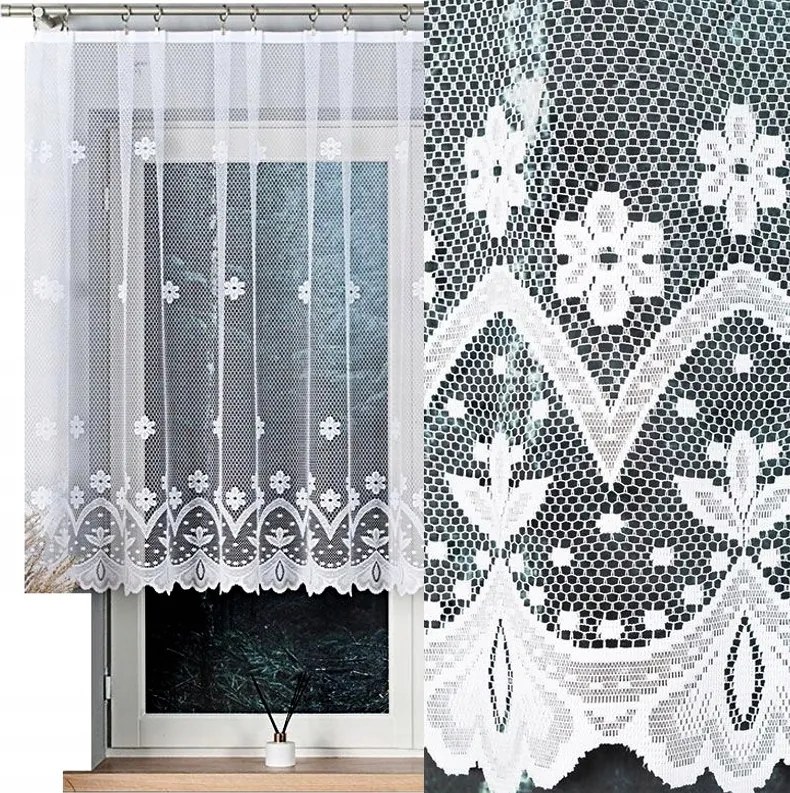 Jacquard függöny Florentyna 300x120cm egyenes virágmintás (kész) szegéllyel