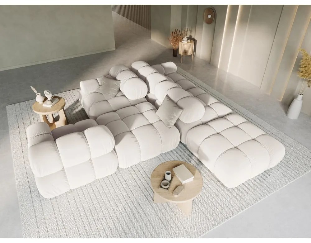 Bézs bársony moduláris kanapé 282 cm Bellis – Micadoni