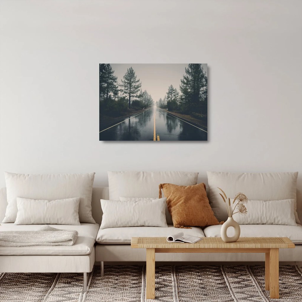 Egy út képe az esőben (üvegen) (70x50 cm)