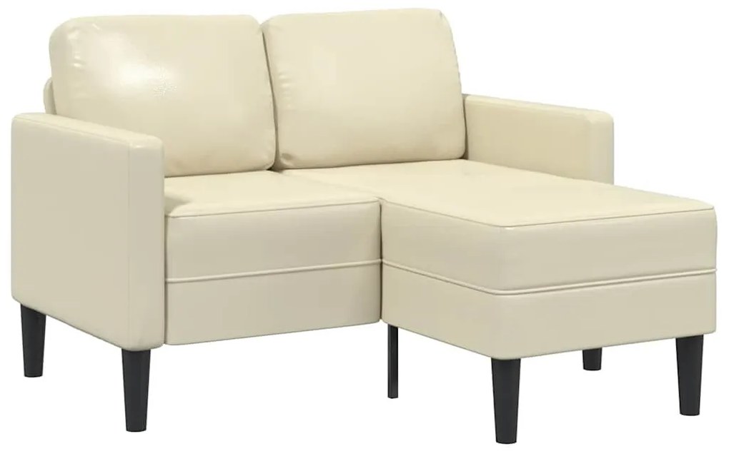 krémszínű műbőr 2 üléses kanapé L-alakú kanapéval 125 cm