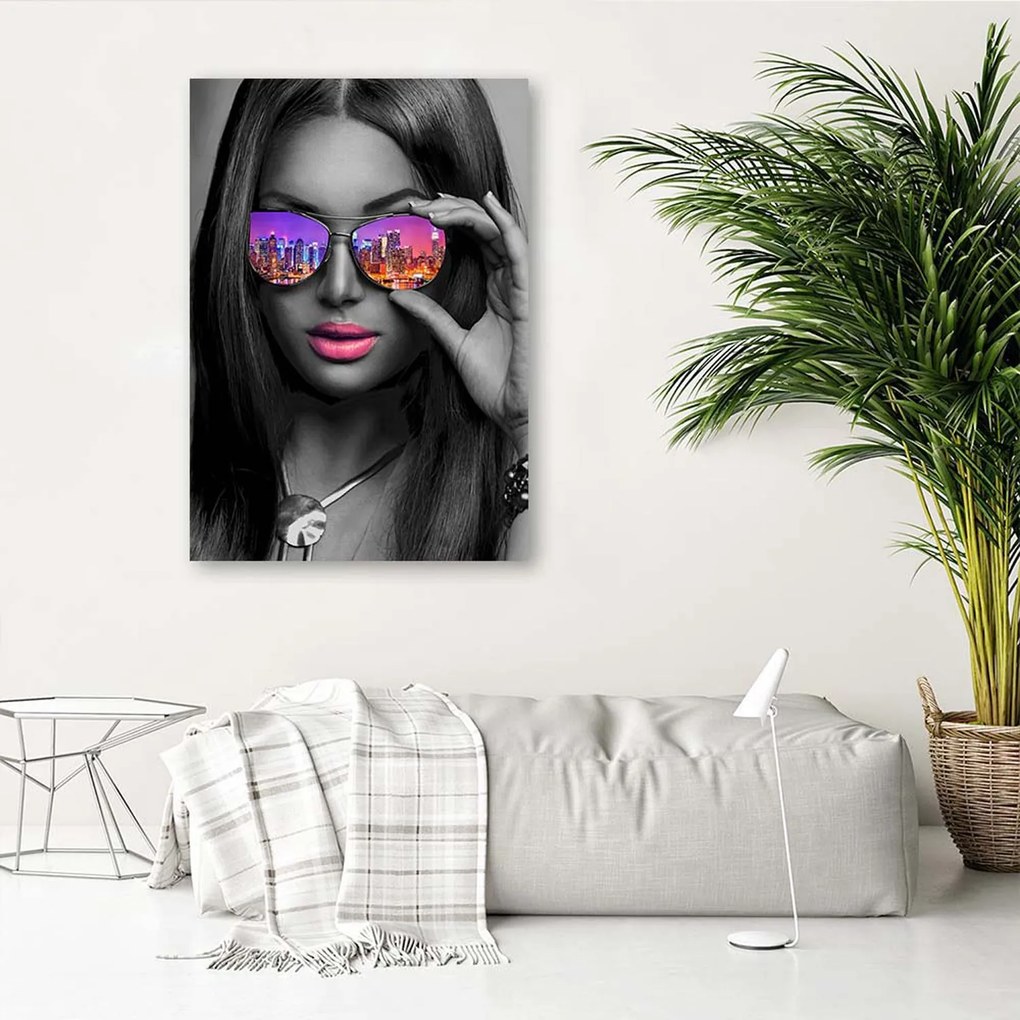 Gario Vászonkép Pop art lány szemüveges New Yorkban Méret: 70 x 100 cm