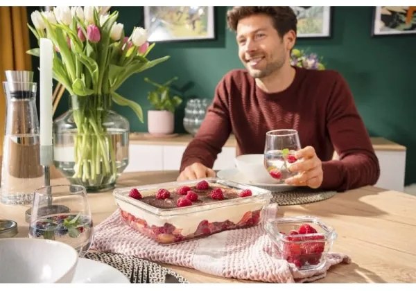 Tefal - Élelmiszer tartó 3 l MSEAL GLASS piros/üveg