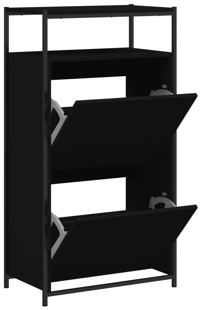 fekete szerelt fa cipőszekrény 60x34x112 cm