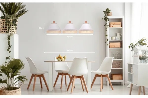 Duolla - Csillár zsinóron AVIGNON 3xE27/15W/230V fehér/rattan