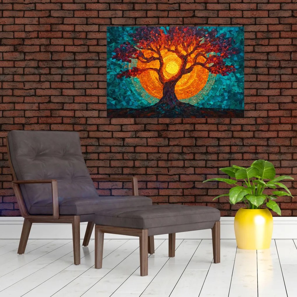 Kép - Az élet fája és a nap mozaikban (90x60 cm)