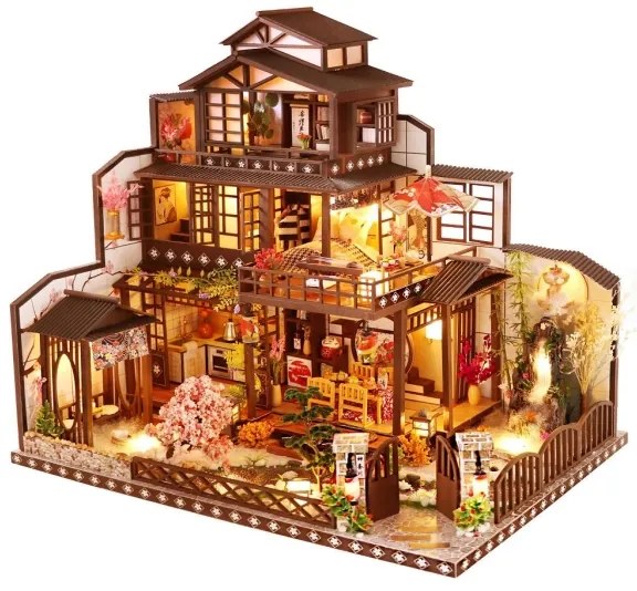 2Kids Toys - Miniatűr Honosná sakurová villa házikó 2xAAA elemmel