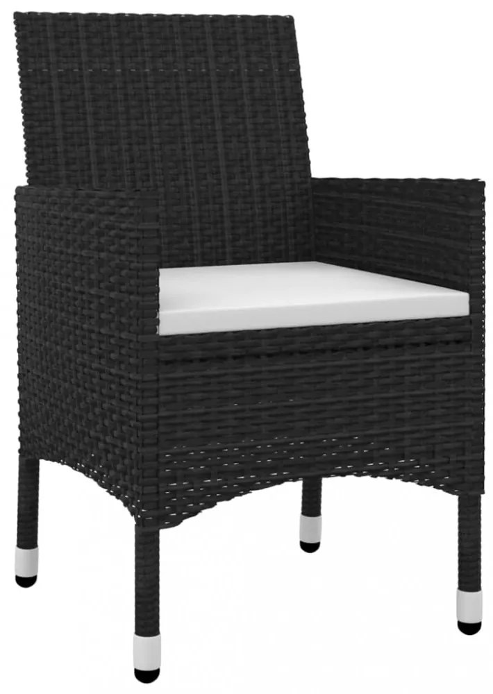 vidaXL 3 részes polyrattan és üveg kerti étkezőgarnitúra párnákkal