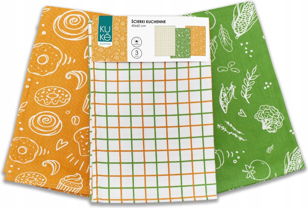 Konyhai Törlőkendő Szett 3 Db 40x60 Törölköző 022 Sárga-zöld