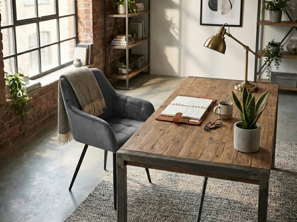 Szürke LOREN VELVET étkezőszék fekete lábakkal