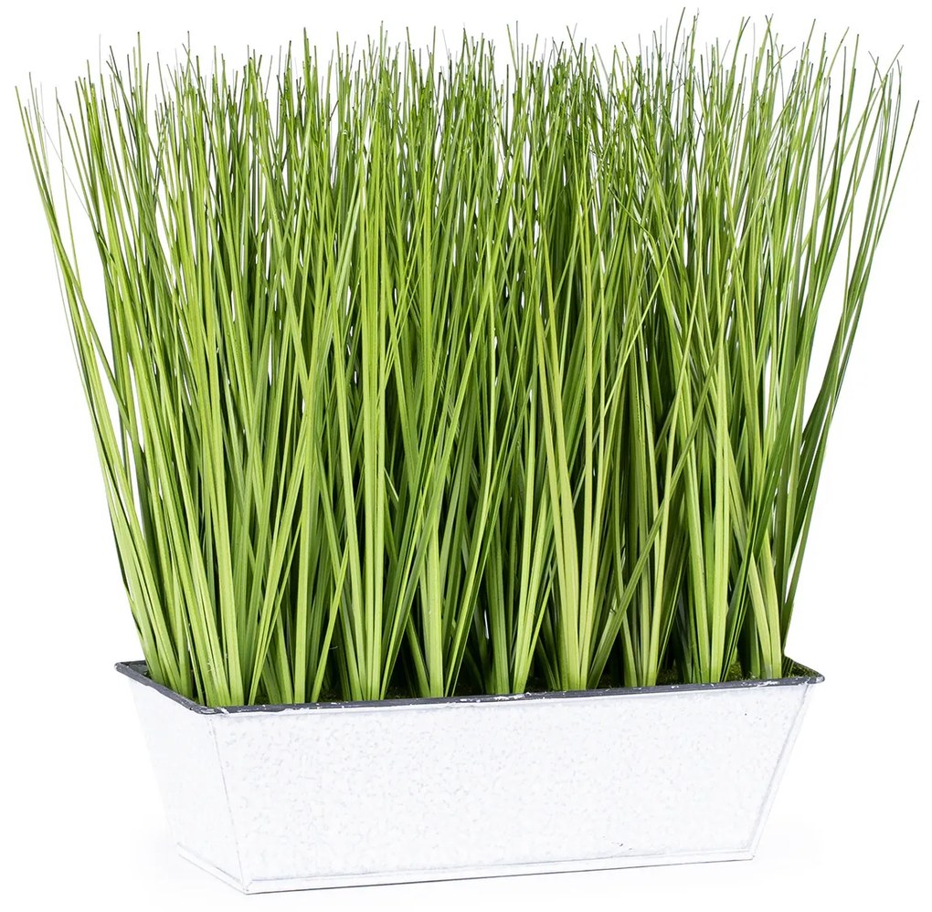 Virágláda műfűvel, 38 x 30 x 10 cm